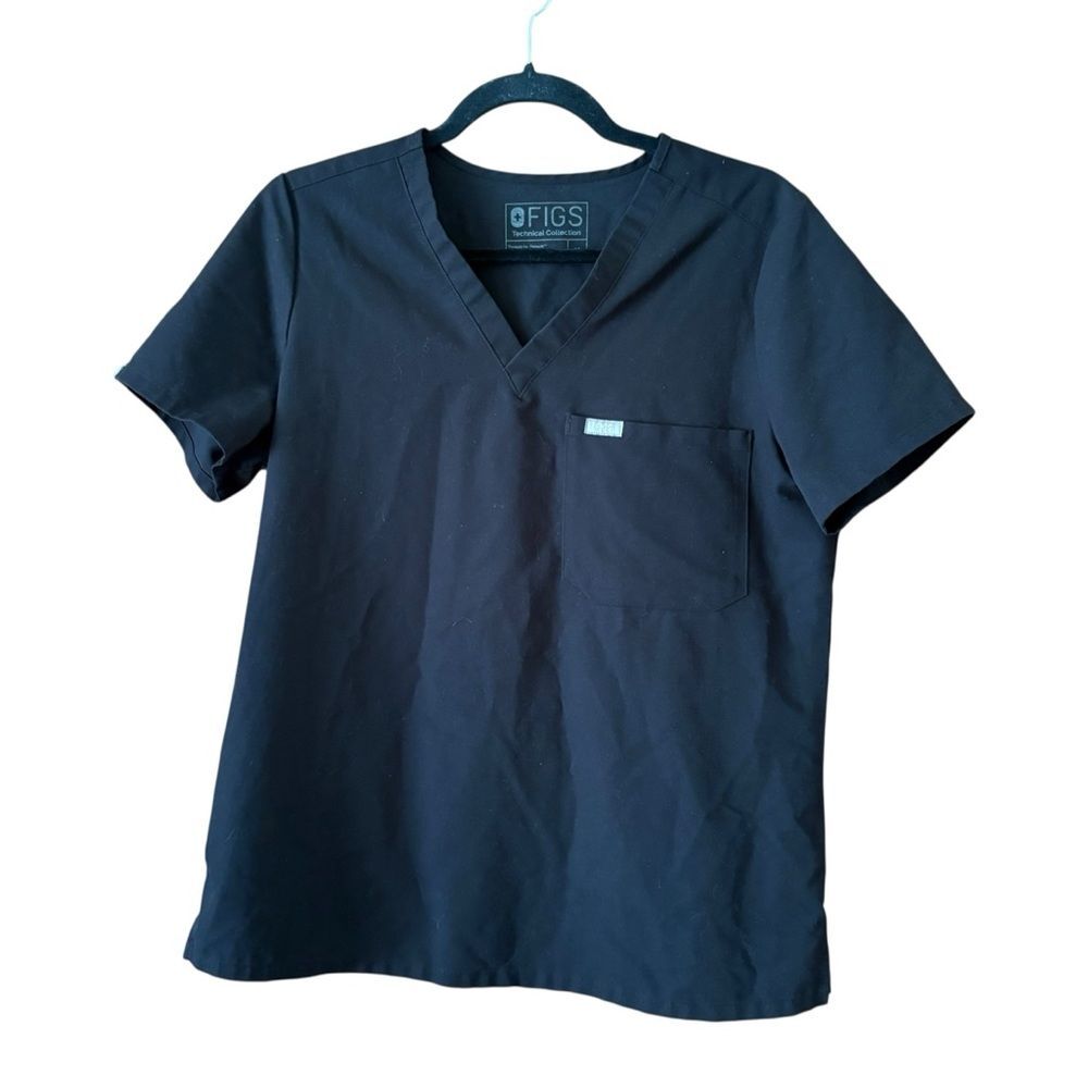 Figs Technical Collection Catarina One-Pocket Scrub Top Black Size Medium